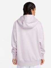 Nike Pale Pink Oversized Phoenix Fleece Mini Swoosh Full Zip Hoodie - Image 2 of 10