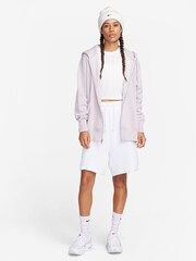 Nike Pale Pink Oversized Phoenix Fleece Mini Swoosh Full Zip Hoodie - Image 3 of 10