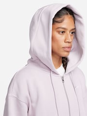 Nike Pale Pink Oversized Phoenix Fleece Mini Swoosh Full Zip Hoodie - Image 5 of 10