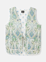 Joules Hatfield Blue Paisley Cotton Quilted Gilet - Image 10 of 10