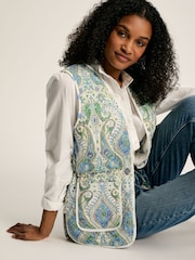 Joules Hatfield Blue Paisley Cotton Quilted Gilet - Image 4 of 10