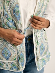 Joules Hatfield Blue Paisley Cotton Quilted Gilet - Image 6 of 10