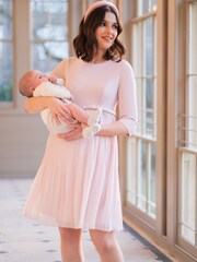 Seraphine Pink Pleated Maternity Dress - Image 2 of 8