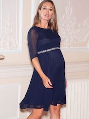 Seraphine Blue Gisele Sheer Sleeve Dress - Image 5 of 8
