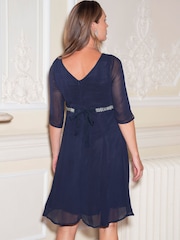 Seraphine Blue Gisele Sheer Sleeve Dress - Image 6 of 8