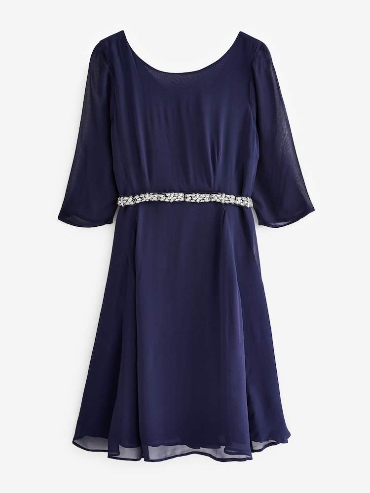 Seraphine Blue Gisele Sheer Sleeve Dress - Image 8 of 8