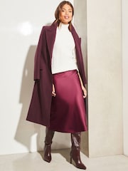 Lipsy Merlot Red Satin Bias Cut Midi Skirt - Image 3 of 4