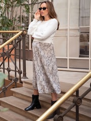 Seraphine Cable Knit Woven White Maternity and Nursing Dress - Image 4 of 9