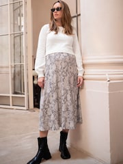 Seraphine Cable Knit Woven White Maternity and Nursing Dress - Image 5 of 9