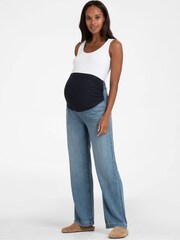 Seraphine Blue Emmett-Mid Bump Wide Leg Maternity Jeans - Image 1 of 10