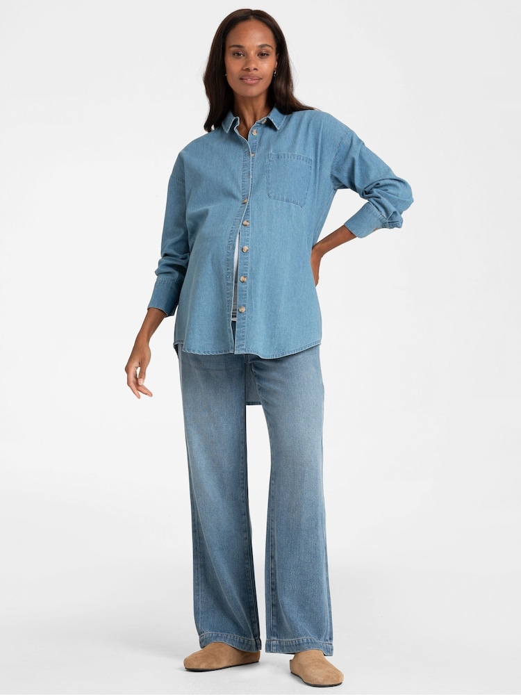 Seraphine Blue Emmett-Mid Bump Wide Leg Maternity Jeans - Image 5 of 10