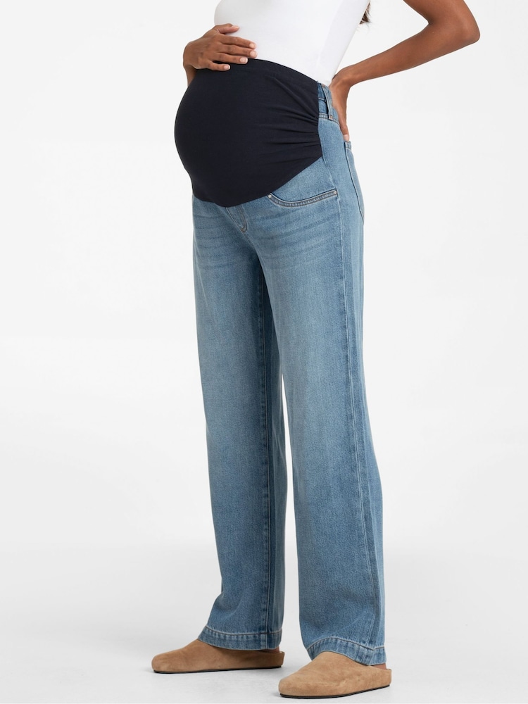 Seraphine Blue Emmett-Mid Bump Wide Leg Maternity Jeans - Image 8 of 10