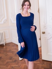 Seraphine Blue Square Neck Knit Dress - Image 3 of 8