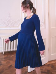 Seraphine Blue Square Neck Knit Dress - Image 4 of 8