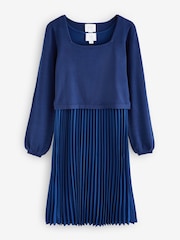 Seraphine Blue Square Neck Knit Dress - Image 8 of 8