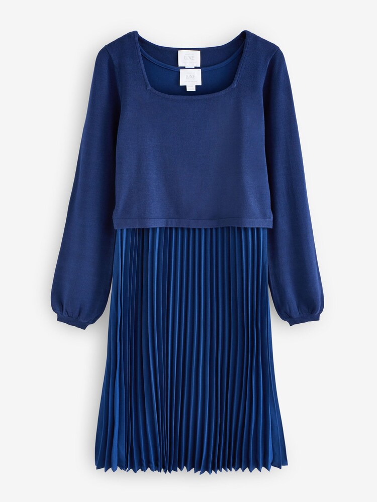 Seraphine Blue Square Neck Knit Dress - Image 8 of 8