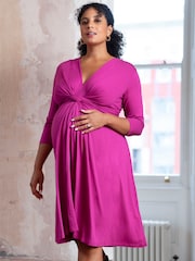 Seraphine Pink Jersey Knot Dress - Image 1 of 7