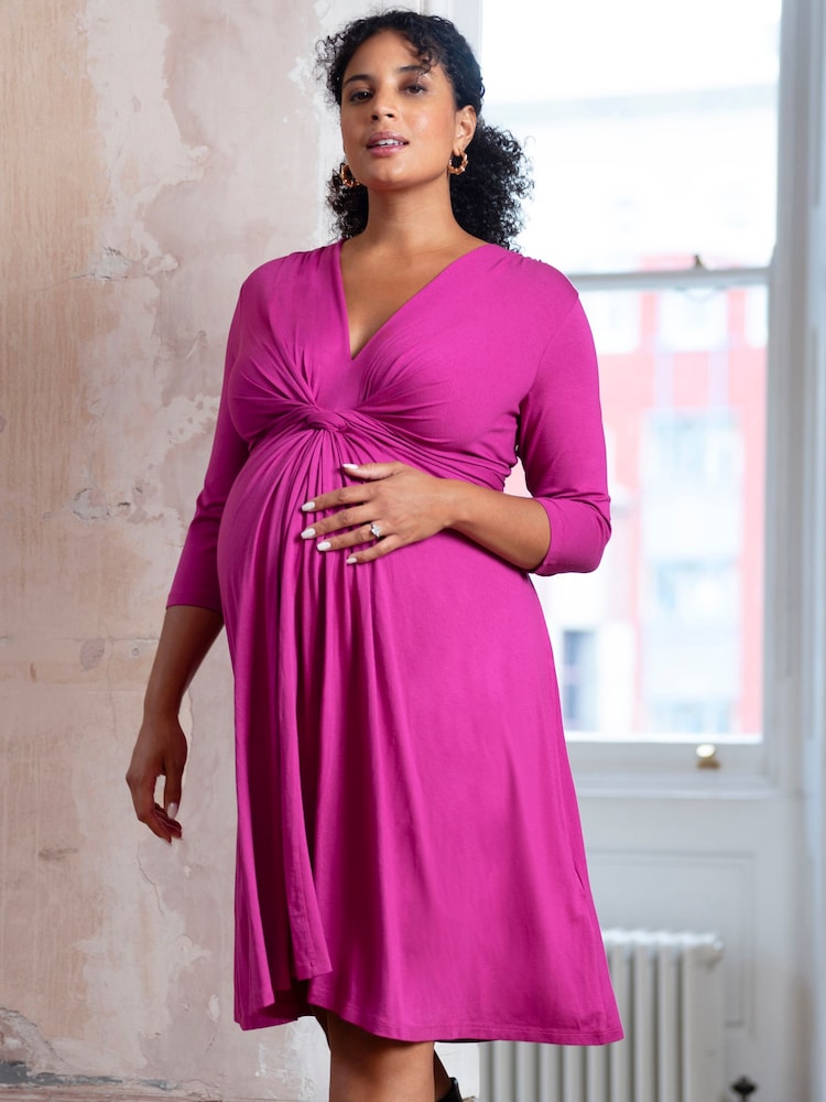 Seraphine Pink Jersey Knot Dress - Image 1 of 7