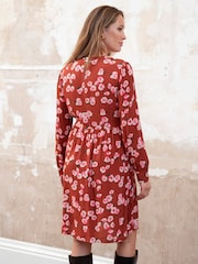 Seraphine Red Woven Dress Floral Print With Neon - Image 2 of 6