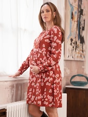 Seraphine Red Woven Dress Floral Print With Neon - Image 3 of 6