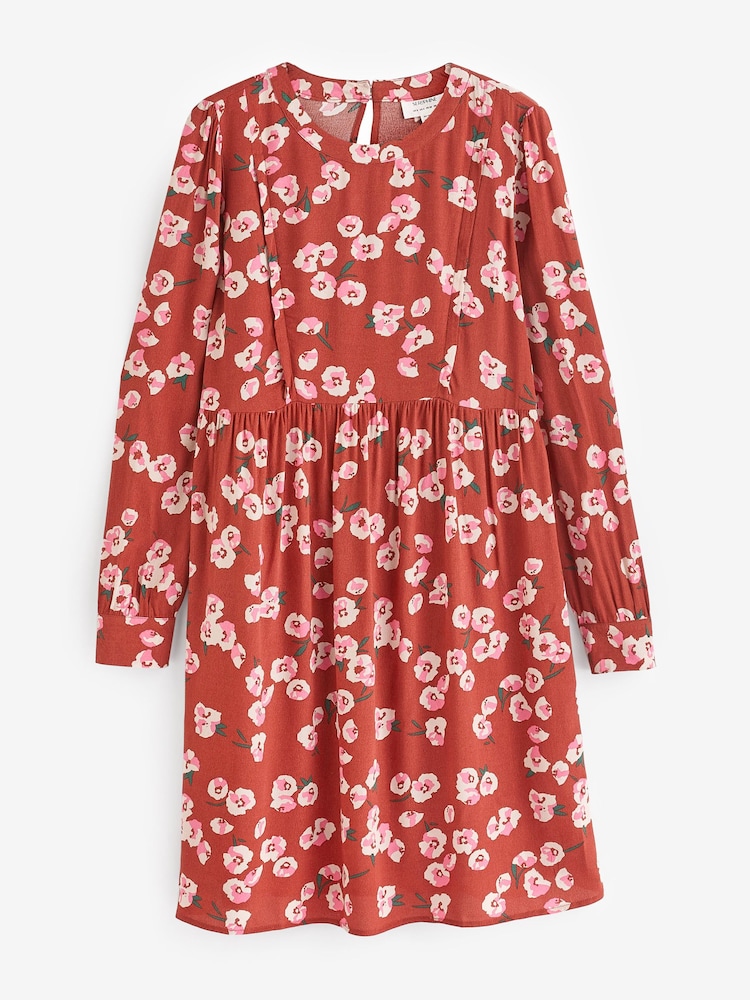 Seraphine Red Woven Dress Floral Print With Neon - Image 6 of 6