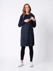 Seraphine Blue Textured Jersey Combo Maternity Dress - Image 1 of 5