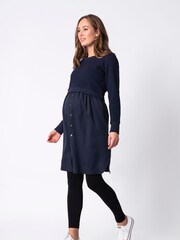 Seraphine Blue Textured Jersey Combo Maternity Dress - Image 4 of 5