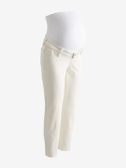 Seraphine Cream Tapered Leg With Frayed Hem Maternity Jeans - Image 6 of 6