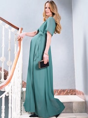 Seraphine Green Lift Up Maternity & Nursing Dress - Image 3 of 7