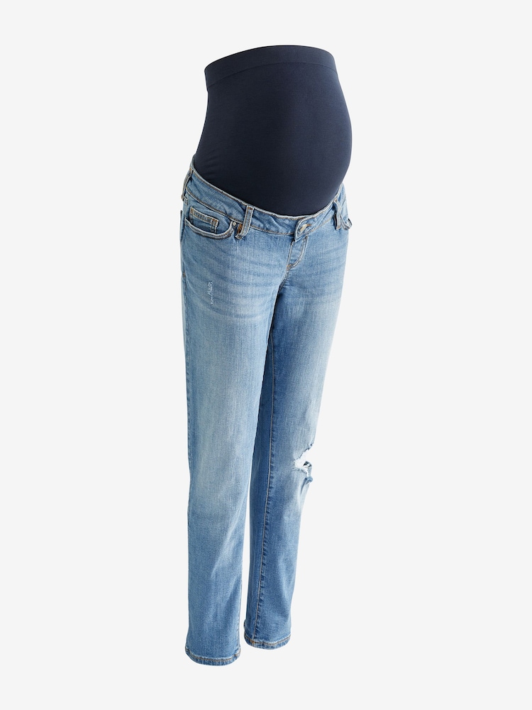 Seraphine Blue Roll Up Maternity Boyfriend Jeans - Image 5 of 5