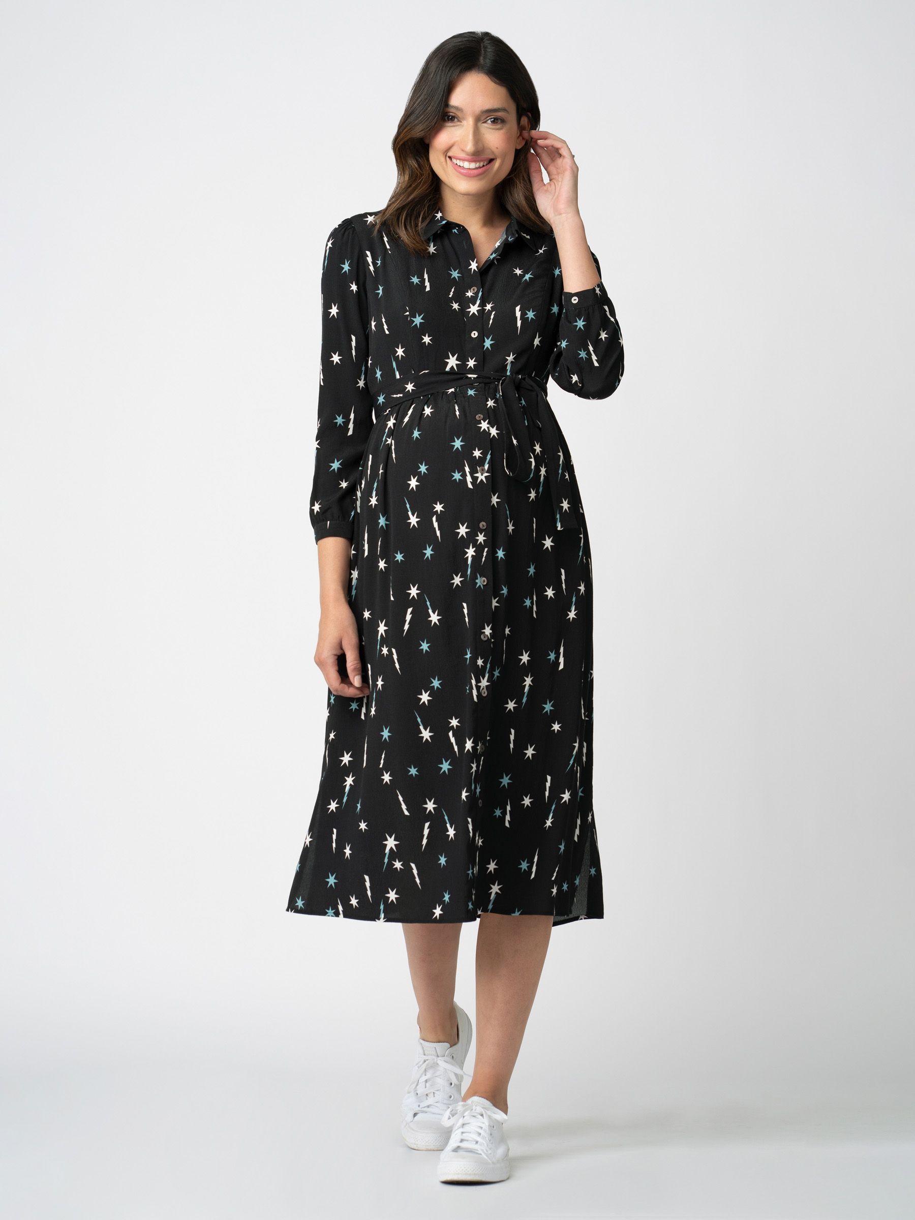 Star print shirt dress sales