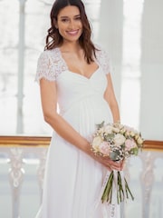 Seraphine Lace and Chiffon White Maternity Dress - Image 2 of 4