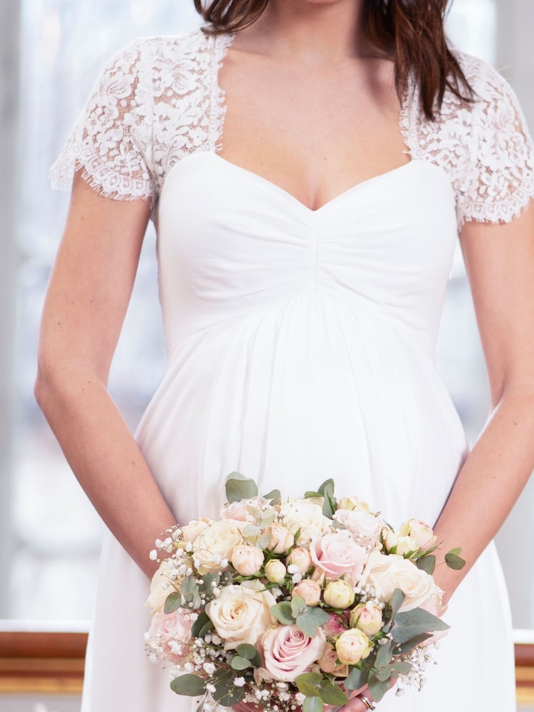 Seraphine Lace and Chiffon White Maternity Dress - Image 3 of 4