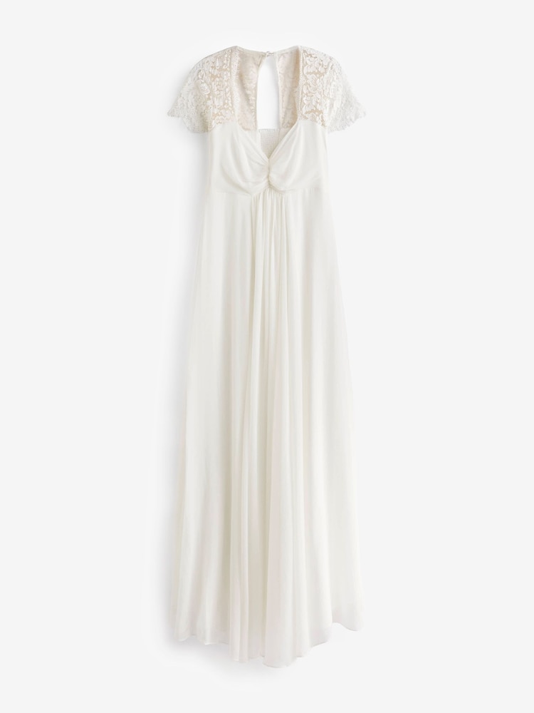 Seraphine Lace and Chiffon White Maternity Dress - Image 4 of 4