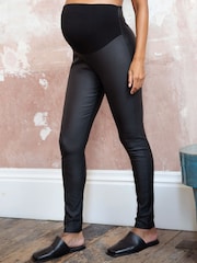 Seraphine Black Coated maternity Leggings - Image 1 of 7