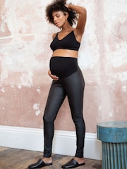 Seraphine Black Coated maternity Leggings - Image 3 of 7