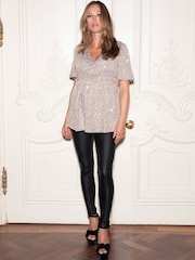 Seraphine Black Coated maternity Leggings - Image 5 of 7