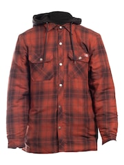 Dickies Red Fleece Hood Flannel Shirt Jacket - Image 1 of 3