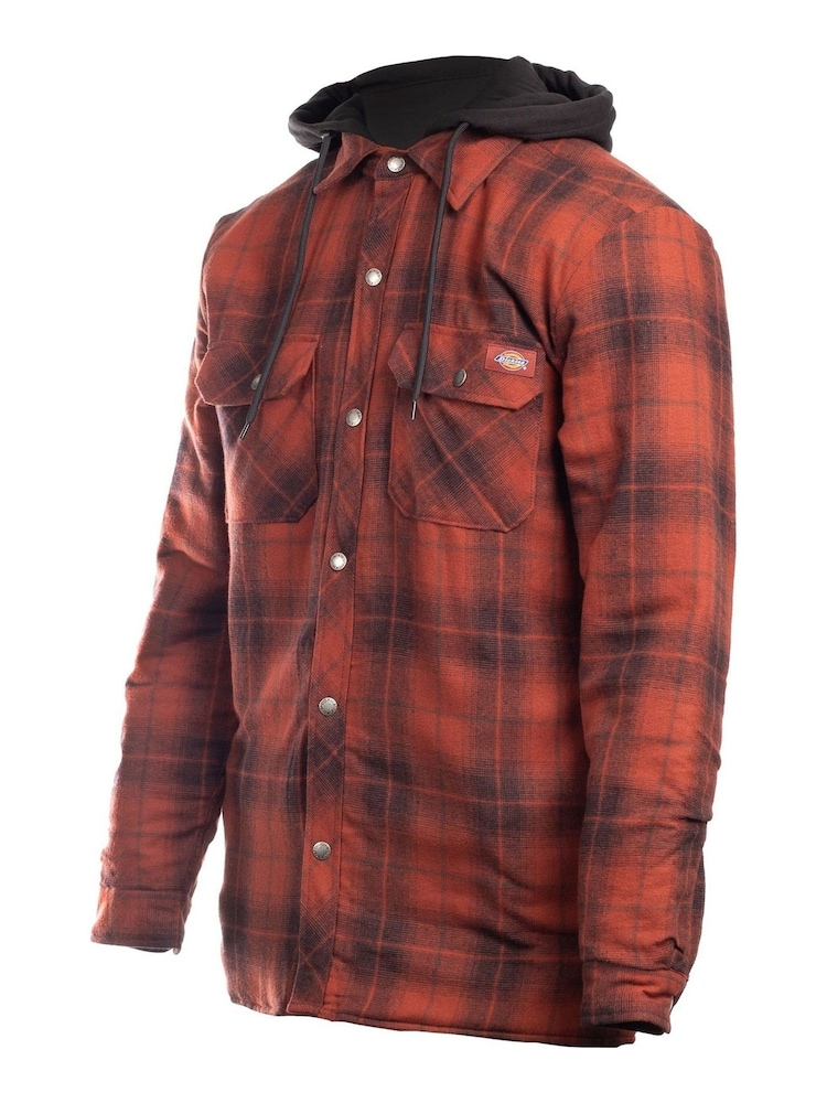 Dickies Red Fleece Hood Flannel Shirt Jacket - Image 3 of 3