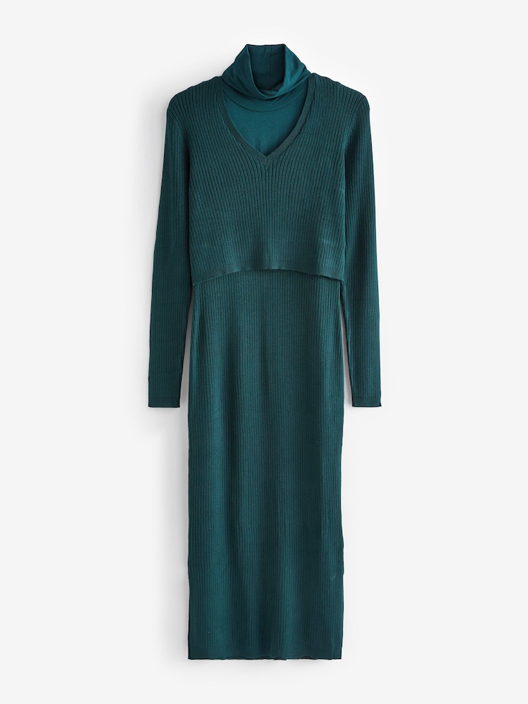 Seraphine Green Double Layer V-Neck Nursing Dress - Image 8 of 8
