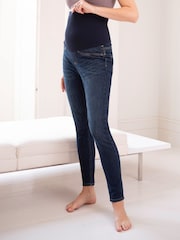 Vaqueros posparto de corte estilo pitillo en azul de Seraphine - Imagen 9 de 10