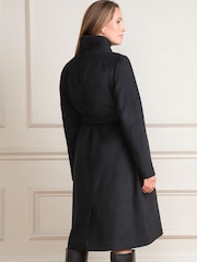 Seraphine Wool Black Wrap Maternity Coat - Image 2 of 9