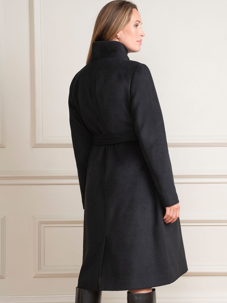 Seraphine Wool Black Wrap Maternity Coat - Image 2 of 9