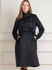 Seraphine Wool Black Wrap Maternity Coat - Image 4 of 9