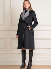 Seraphine Wool Black Wrap Maternity Coat - Image 5 of 9