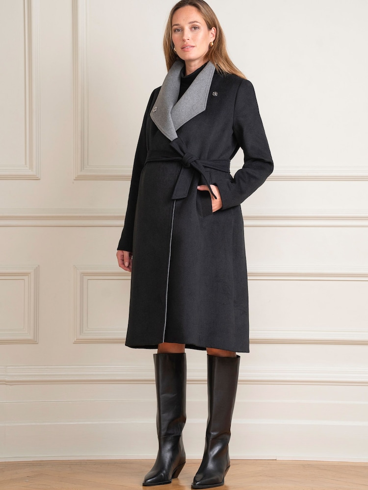 Buy Seraphine Wool Black Wrap Maternity Coat from Next Oman