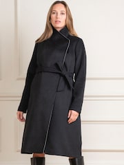 Seraphine Wool Black Wrap Maternity Coat - Image 6 of 9