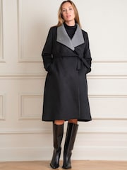 Seraphine Wool Black Wrap Maternity Coat - Image 7 of 9