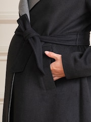 Seraphine Wool Black Wrap Maternity Coat - Image 8 of 9