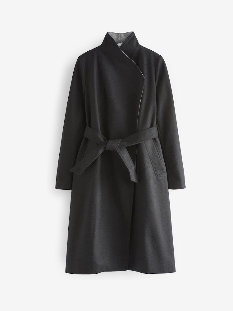 Seraphine Wool Black Wrap Maternity Coat - Image 9 of 9